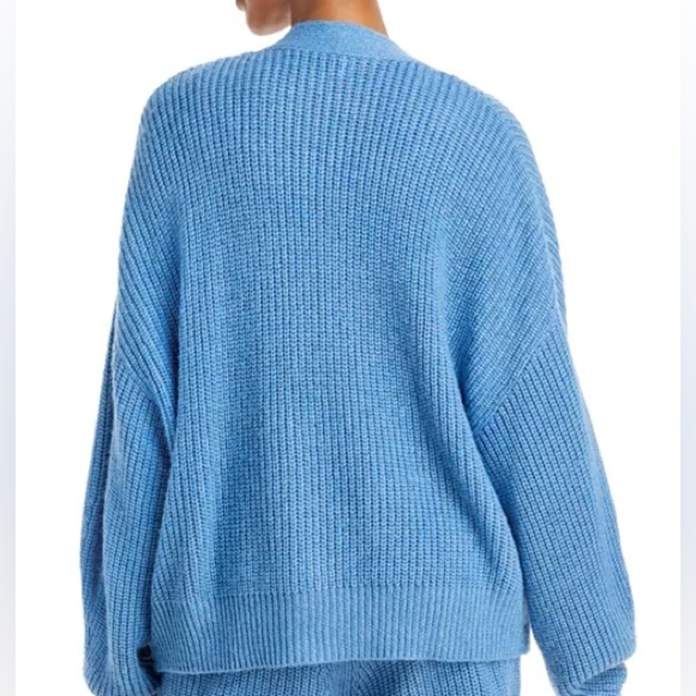 Charlie Holiday Henry Cardigan Sweater in Maya Blue Wool Mohair Blend Size XL - Picture 2 of 8